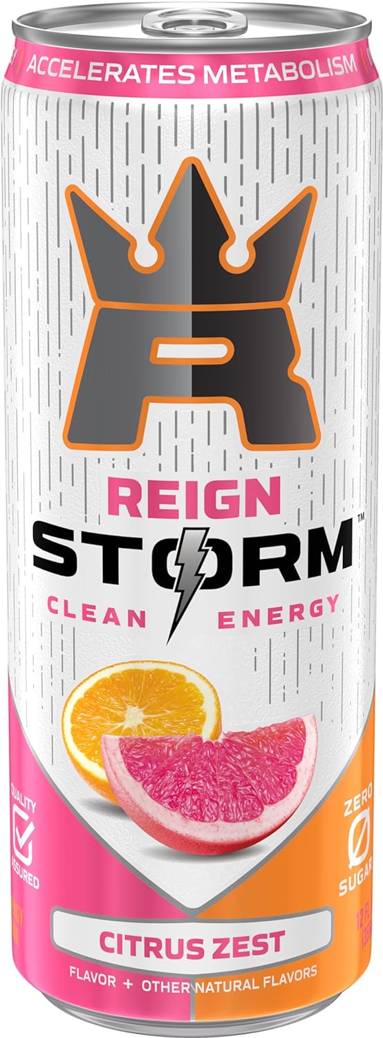 REIGN Storm, Citrus Zest, Fitness & Wellness Energy Drink, 12 Fl Oz (Pack of 12)