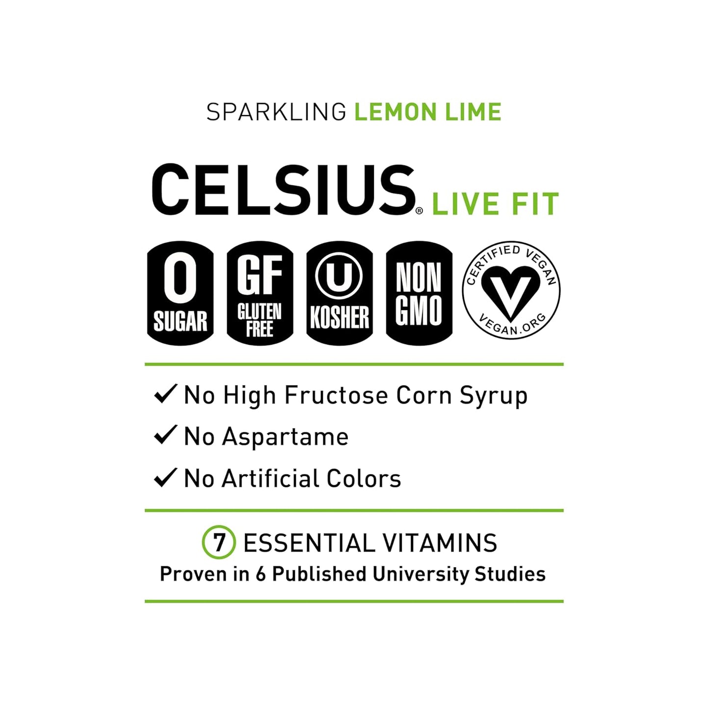 CELSIUS Sparkling Lemon Lime, Functional Essential Energy Drink, 12 Fl Oz (Pack of 12)