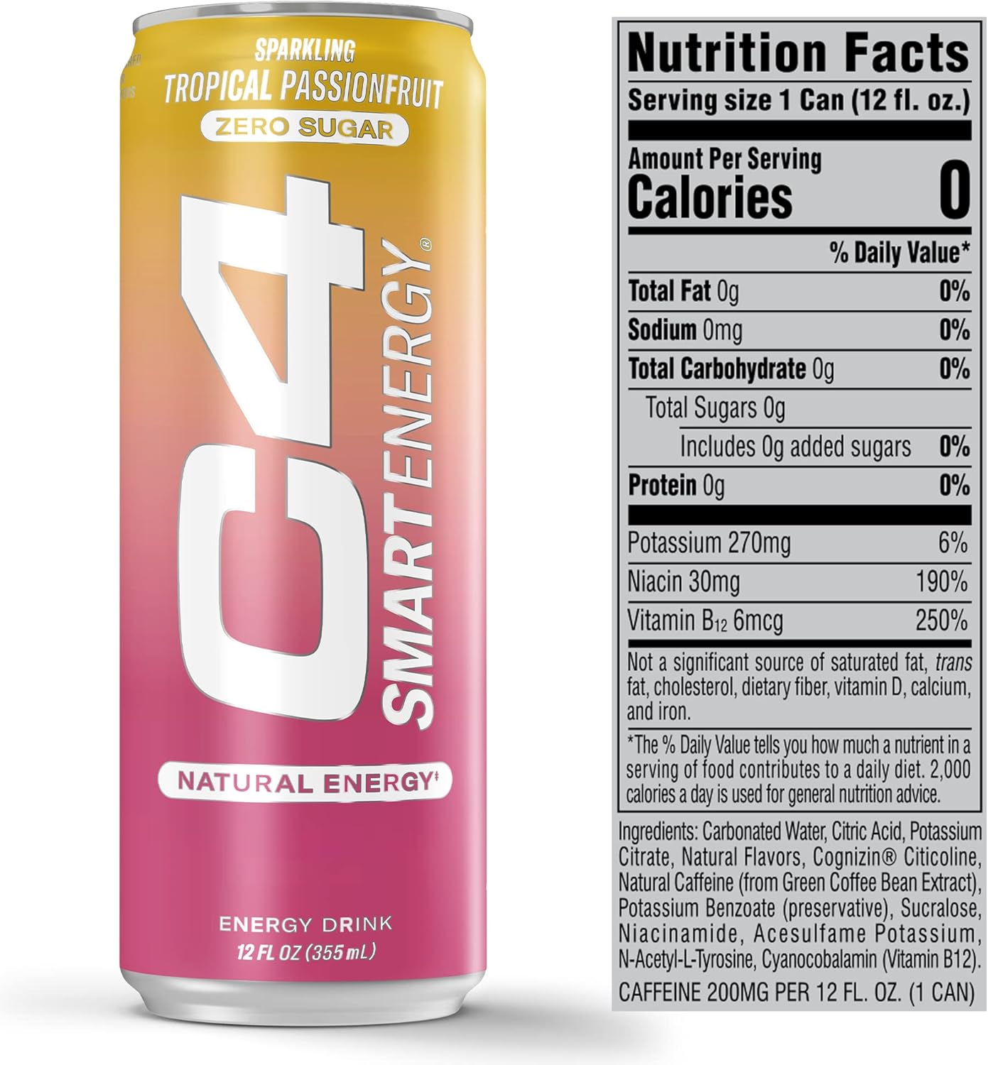 Cellucor C4 Performance Energy Drink | Tropical Passionfruit  | 16 Fl Oz (12 Pack)