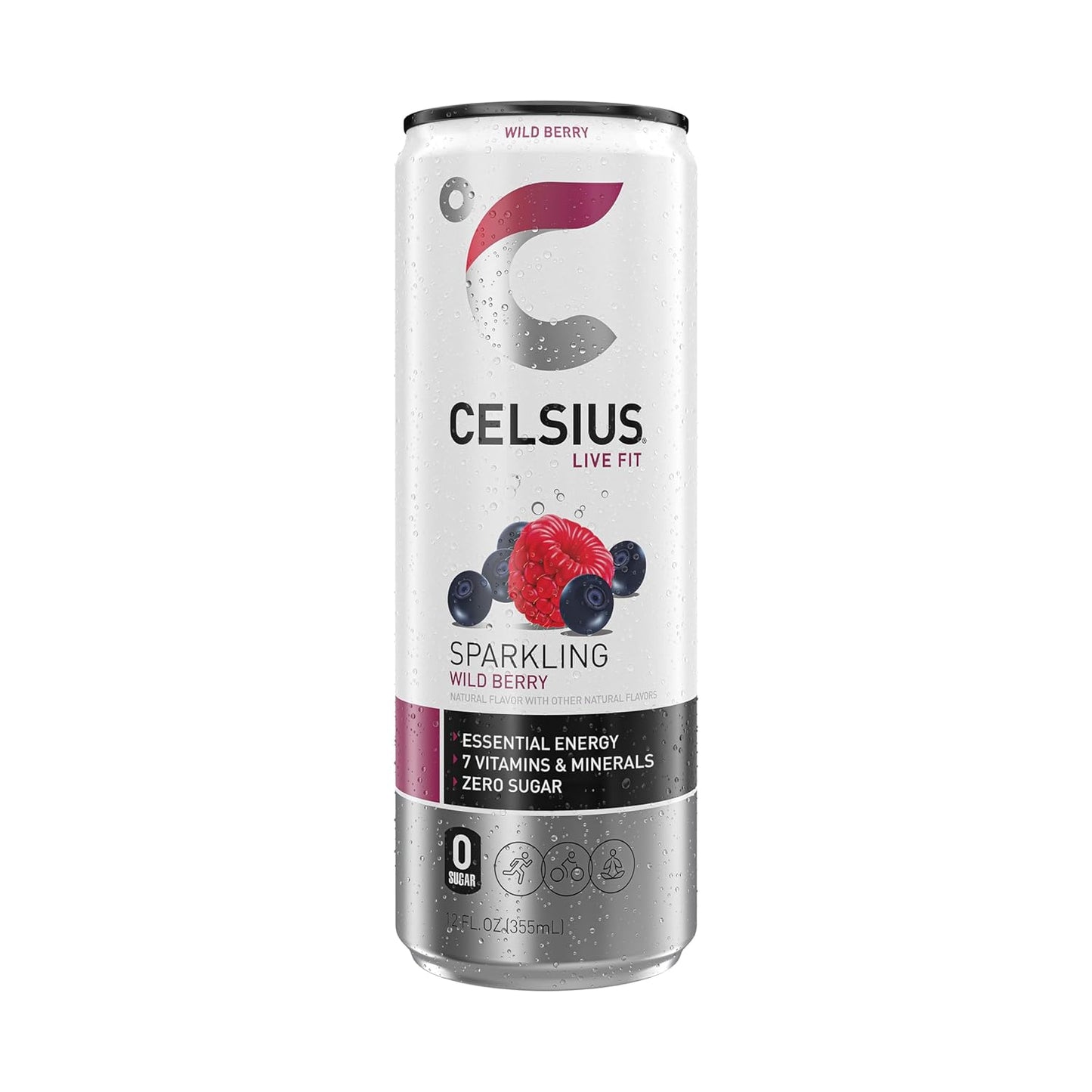 CELSIUS Sparkling Wild Berry, Functional Essential Energy Drink 12 Fl Oz (Pack of 12)