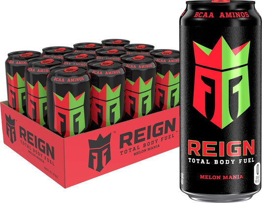 Reign Total Body Fuel, Melon Mania, Fitness & Performance Drink, 16 Fl Oz (Pack of 12)