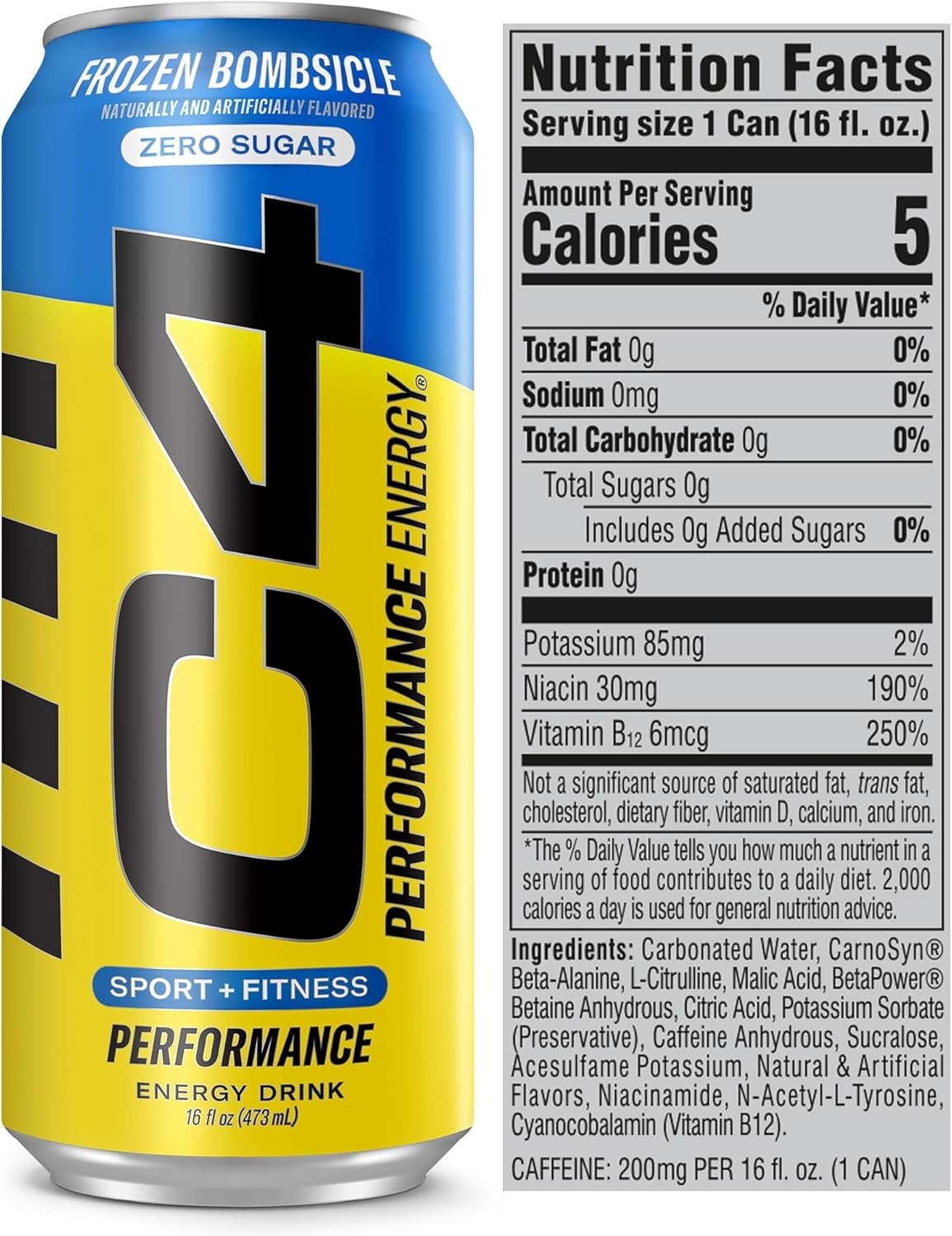 Cellucor C4 Energy Drink | Frozen Bombsicle  | Pre Workout | 16 Fl Oz (12 Pack)