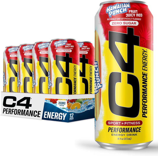 Cellucor C4 Performance Energy Drink | HAWAIIAN PUNCH | Preworkout | 16 Fl Oz (12 Pack)