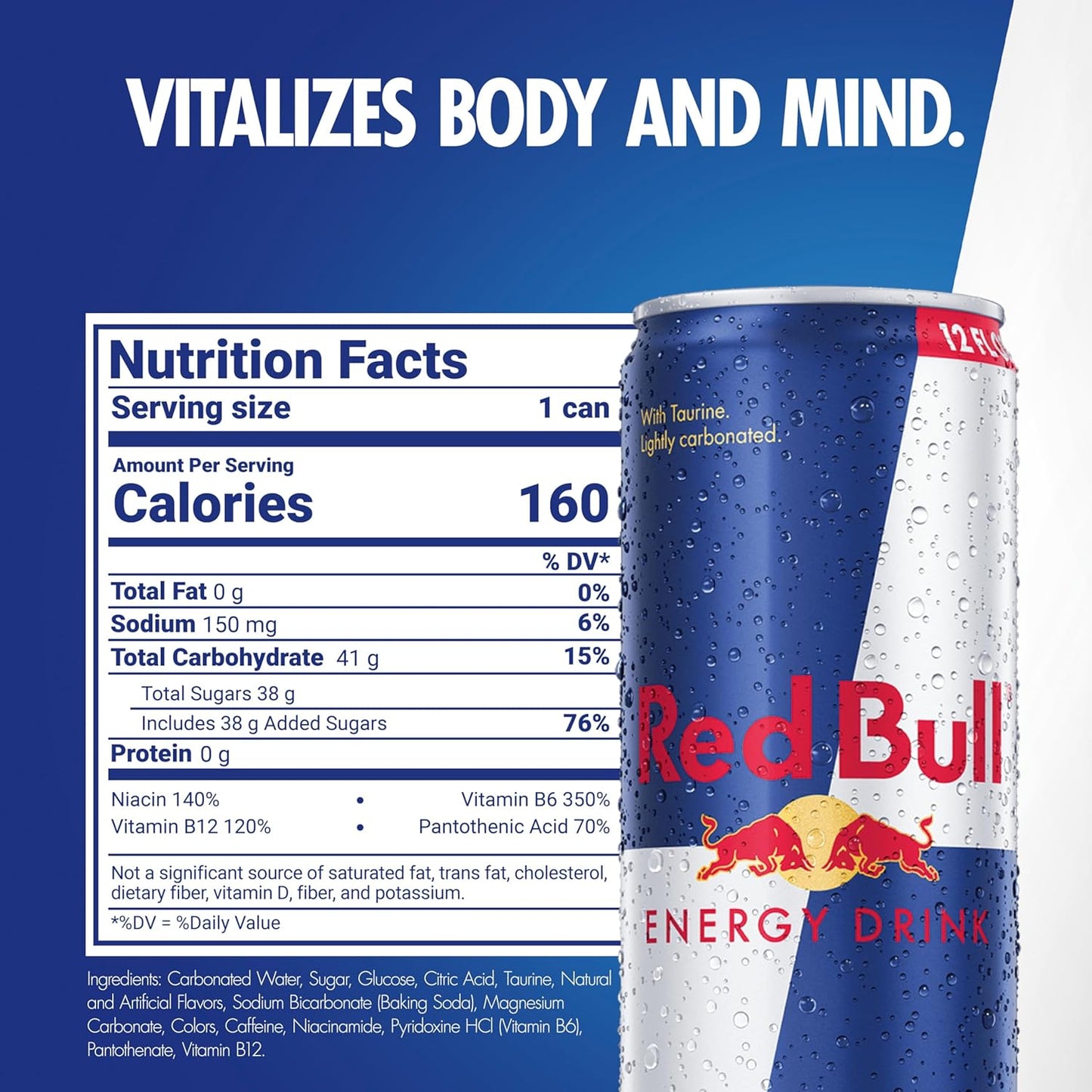 Red Bull Energy Drink, 114mg Caffeine, 12 fl oz Can Pack of 24 Cans