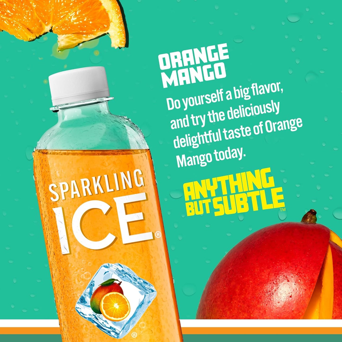 Sparkling Ice, Orange Mango Sparkling Water, Zero Sugar Flavored Water, with Vitamins and Antioxidants, Low Calorie Beverage, 17 fl oz Bottles (Pack of 12)