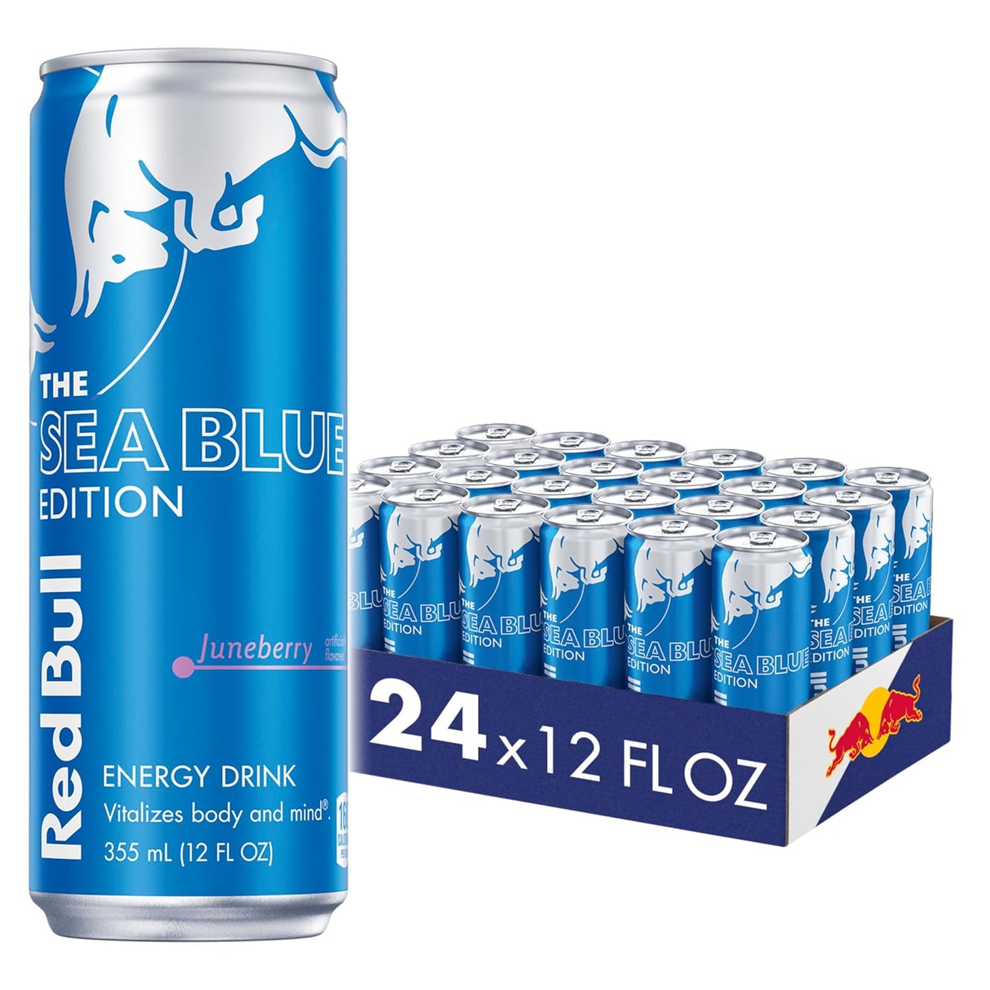 Red Bull Sea Blue Edition Energy Drink, Juneberry, 114mg Caffeine, 12 fl oz Can Pack of 24 Cans