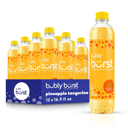 bubly burst Sparkling Water - Pineapple Tangerine - 12 Pack - 16.9 fl oz Bottles