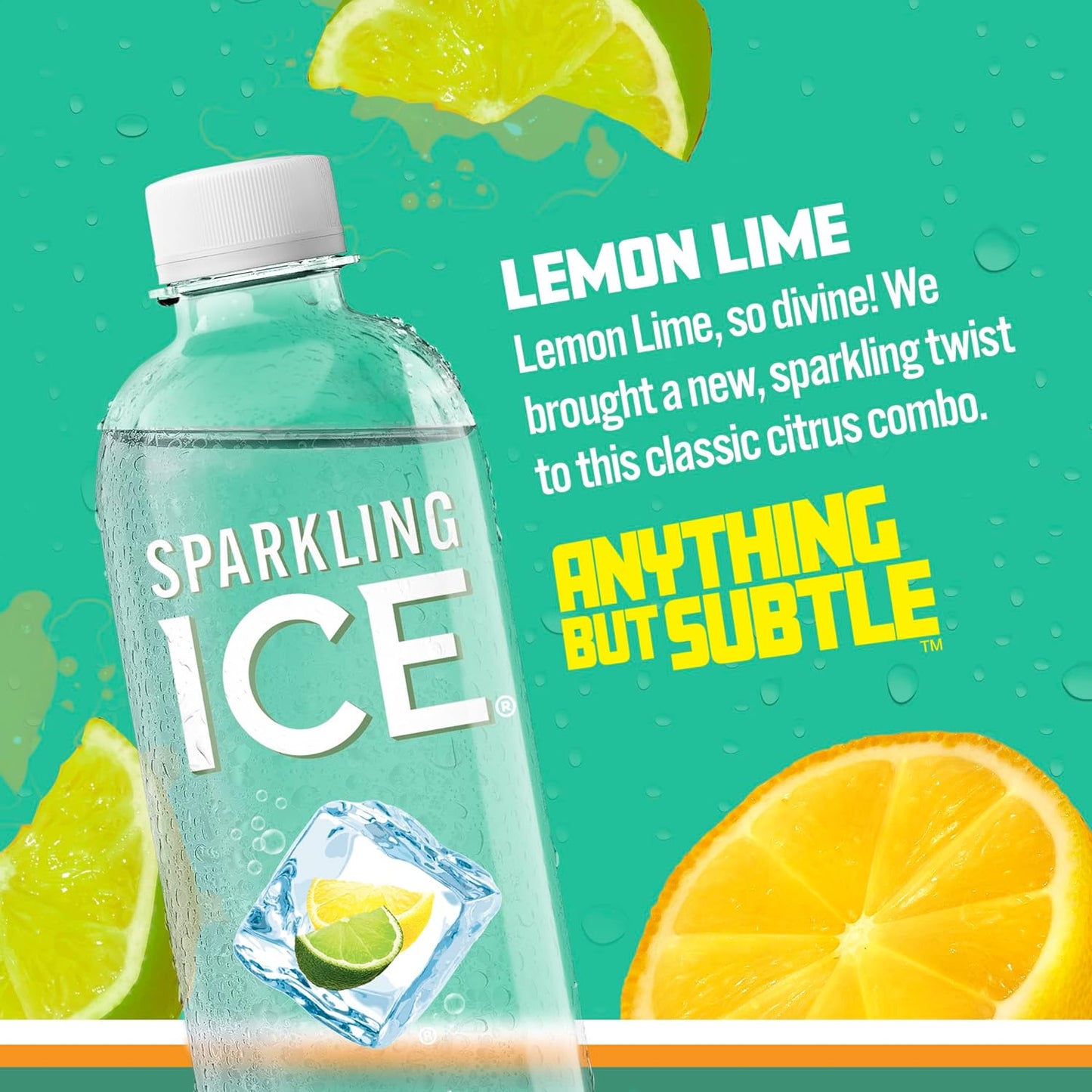 Sparkling Ice, Lemon Lime Sparkling Water, Zero Sugar Flavored Water, with Vitamins and Antioxidants, Low Calorie Beverage, 17 Fl Oz (Pack of 12)