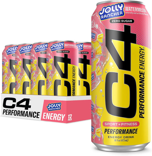 Cellucor C4 Performance Energy Drink | JOLLY RANCHER Watermelon | Preworkout | 16 Fl Oz (12 Pack)