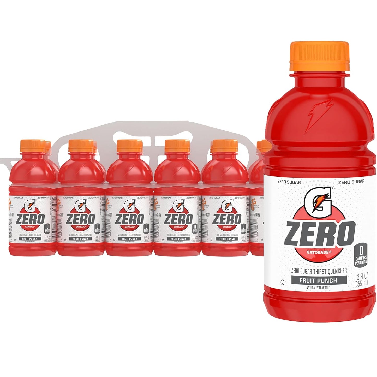 Gatorade Thirst Quencher Zero Sugar Sports Drink, Fruit Punch, 12oz Bottles, 12 Pack