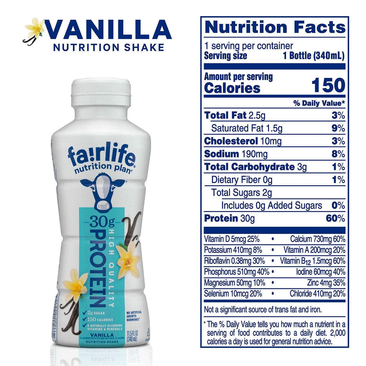 Fair Life Nutrition Plan High Protein Liquid Shake, Vanilla, 11.5 Fl Oz, Pack of 12