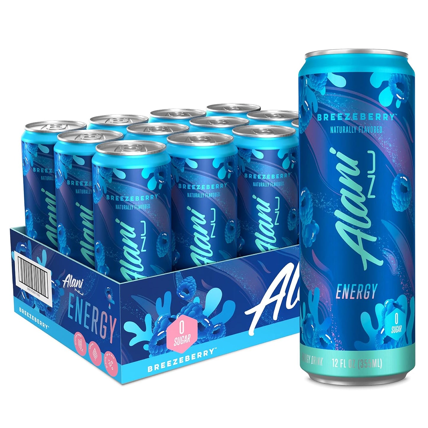 Alani Nu BREEZEBERRY Sugar Free 12 Pack Energy Drink 12 Fl Oz Cans