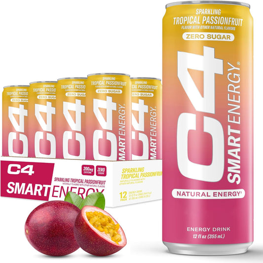 Cellucor C4 Performance Energy Drink | Tropical Passionfruit  | 16 Fl Oz (12 Pack)