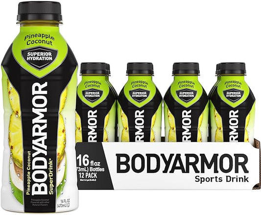 BODYARMOR Sports Drink – Pineapple Coconut, 16 Fl Oz (Pack of 12)