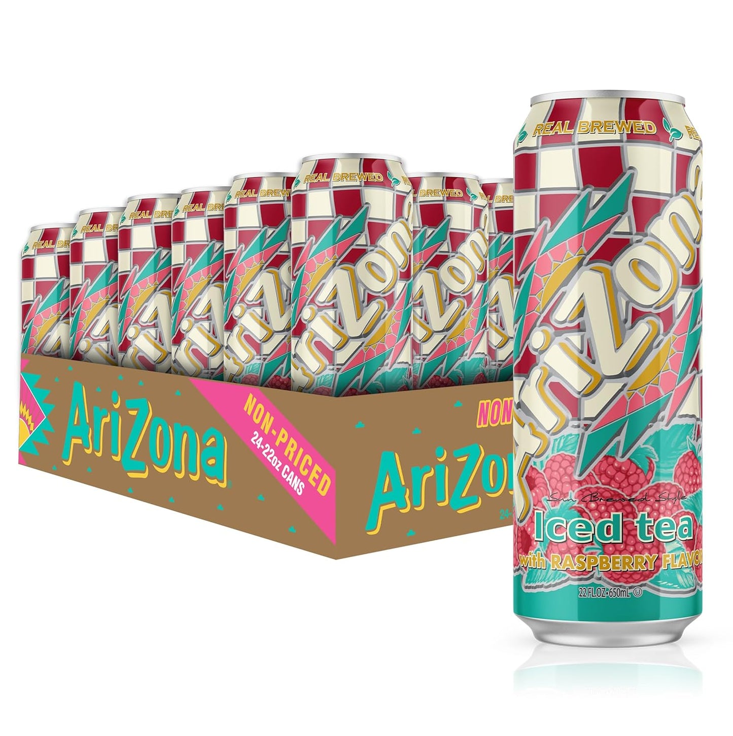 AriZona Raspberry Tea - Big Can, 22 Fl Oz (Pack of 12)