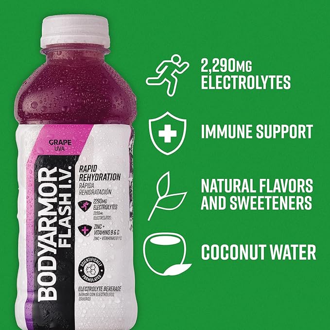 BODYARMOR Flash IV Grape Electrolyte Hydration Sports Drink (12 Pack)