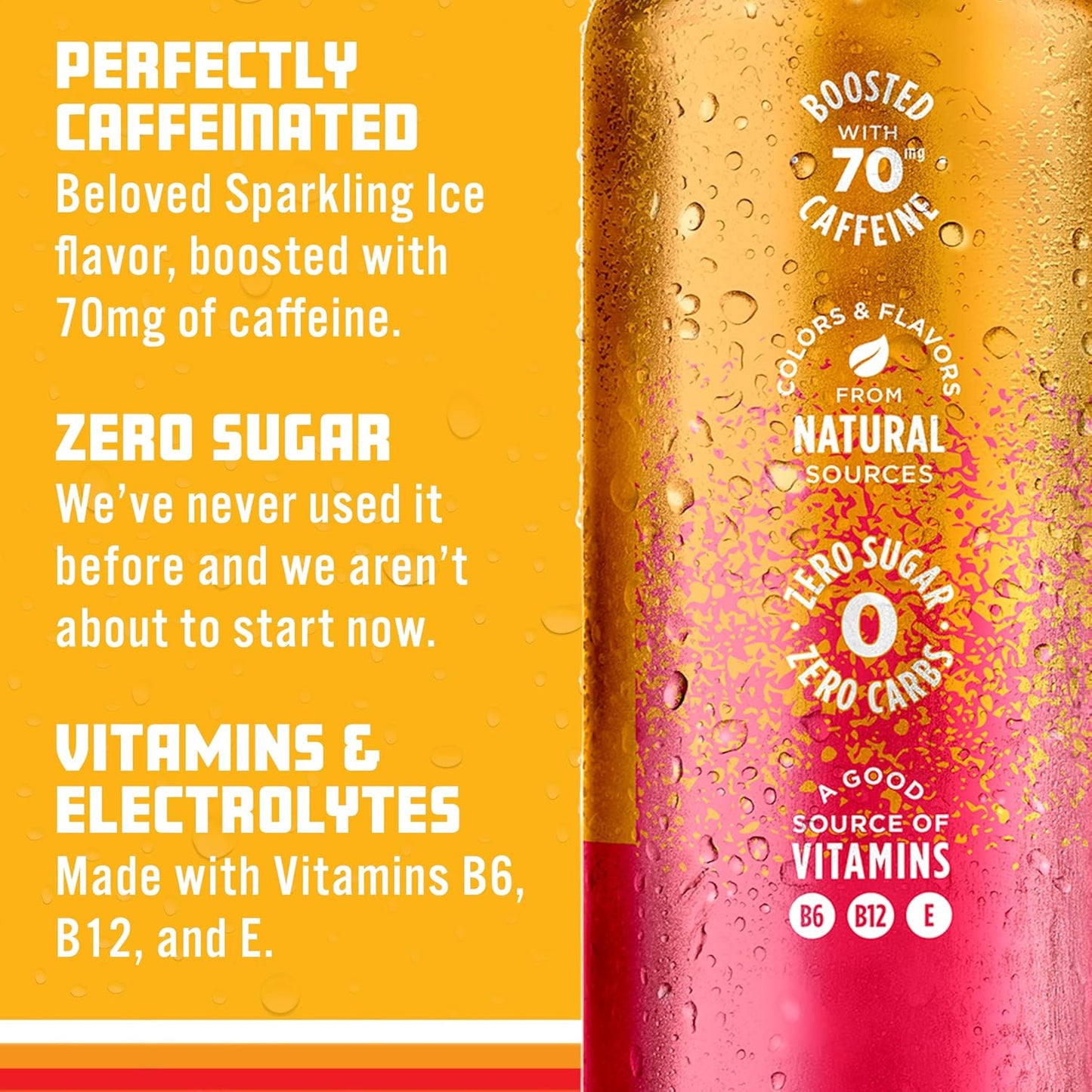 Sparkling Ice Watermelon Lemonade Sparkling Water with Caffeine, Zero Sugar, with Antioxidants and Vitamins,16 fl oz Cans (Pack Of 12)