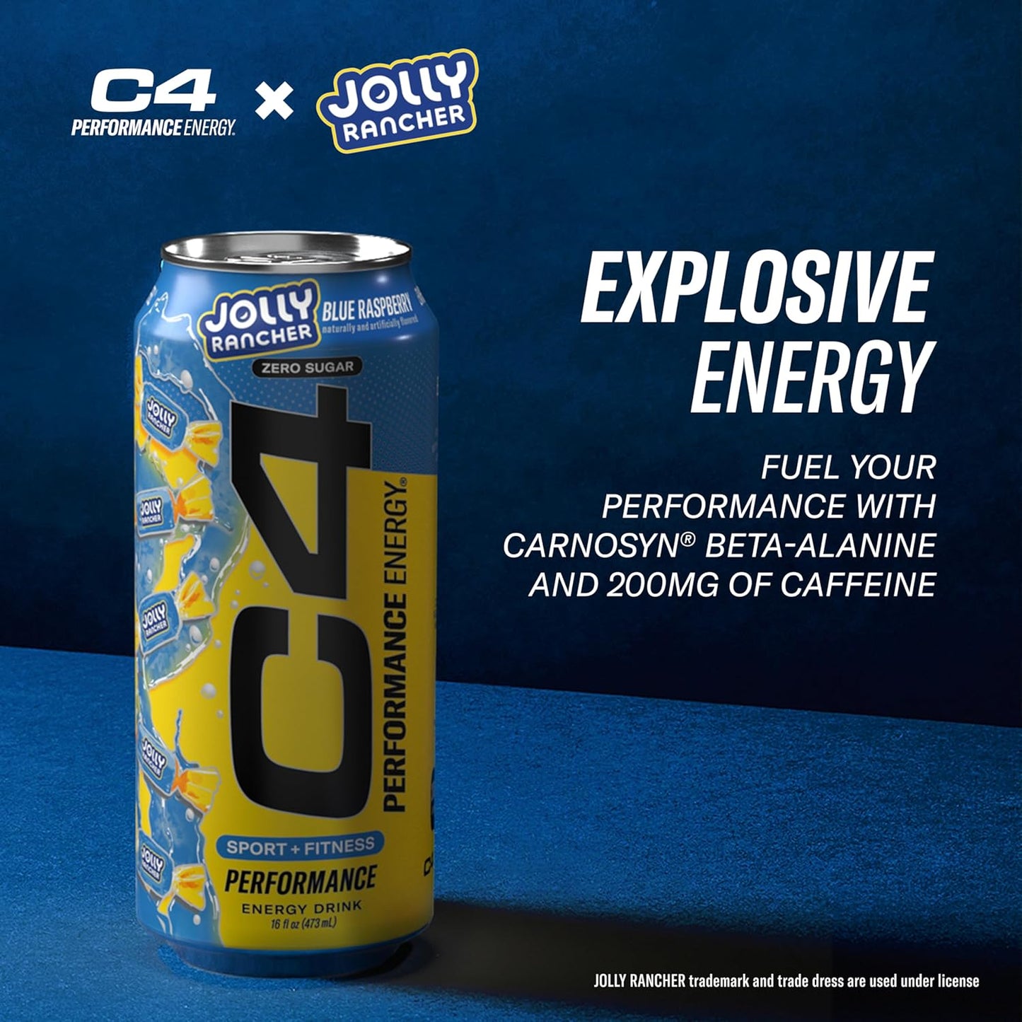 Cellucor C4 Performance Energy Drink | JOLLY RANCHER Blue Raspberry | Preworkout  | 16 Fl Oz (12 Pack)