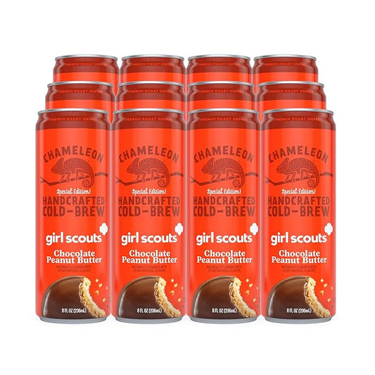 Chameleon Cold Brew Coffee Latte, Girl Scout Peanut Butter, 8 oz Canned Coffee (12 pack)