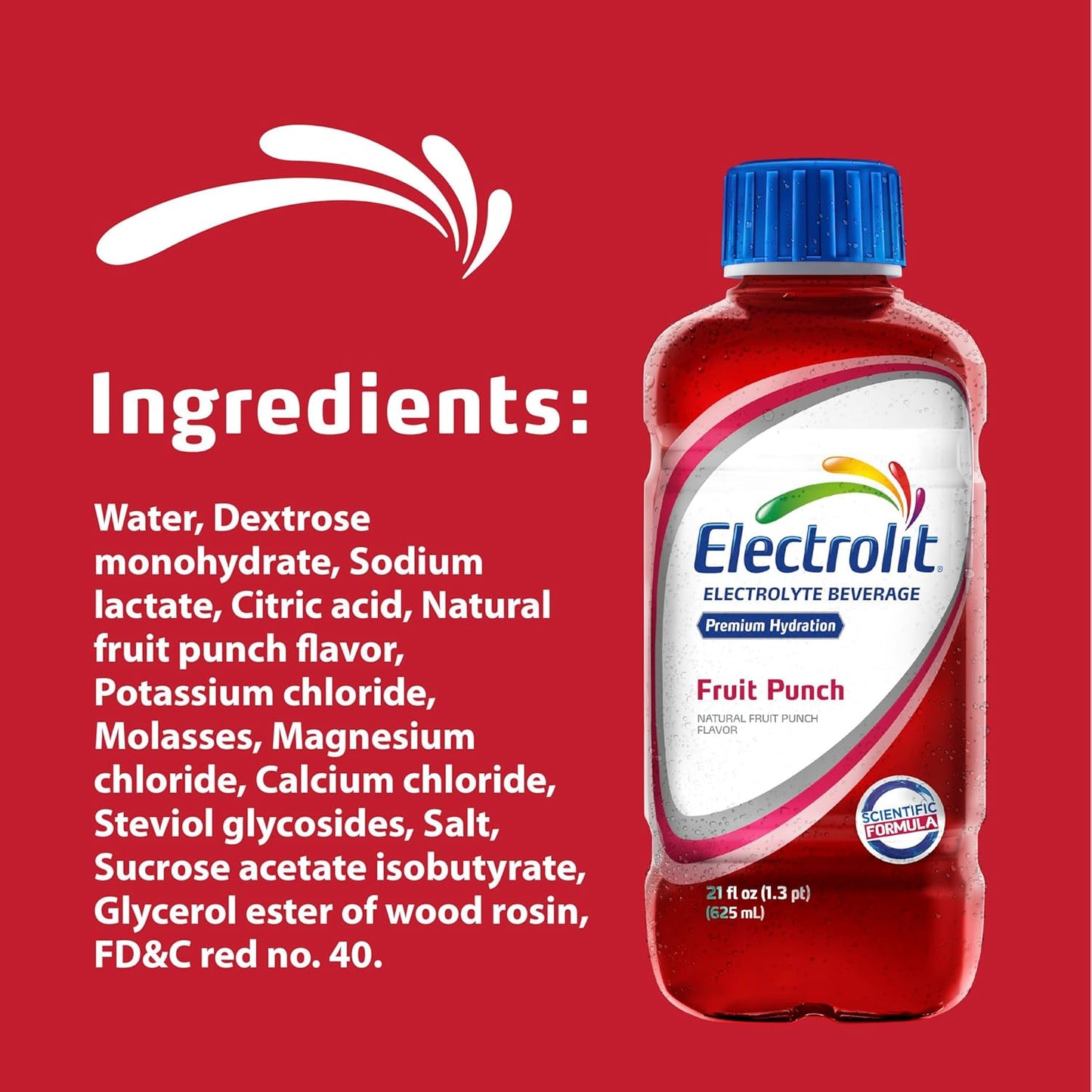 Electrolit Electrolyte Hydration & Recovery Drink, Fruit Punch 21 oz Pack of 12