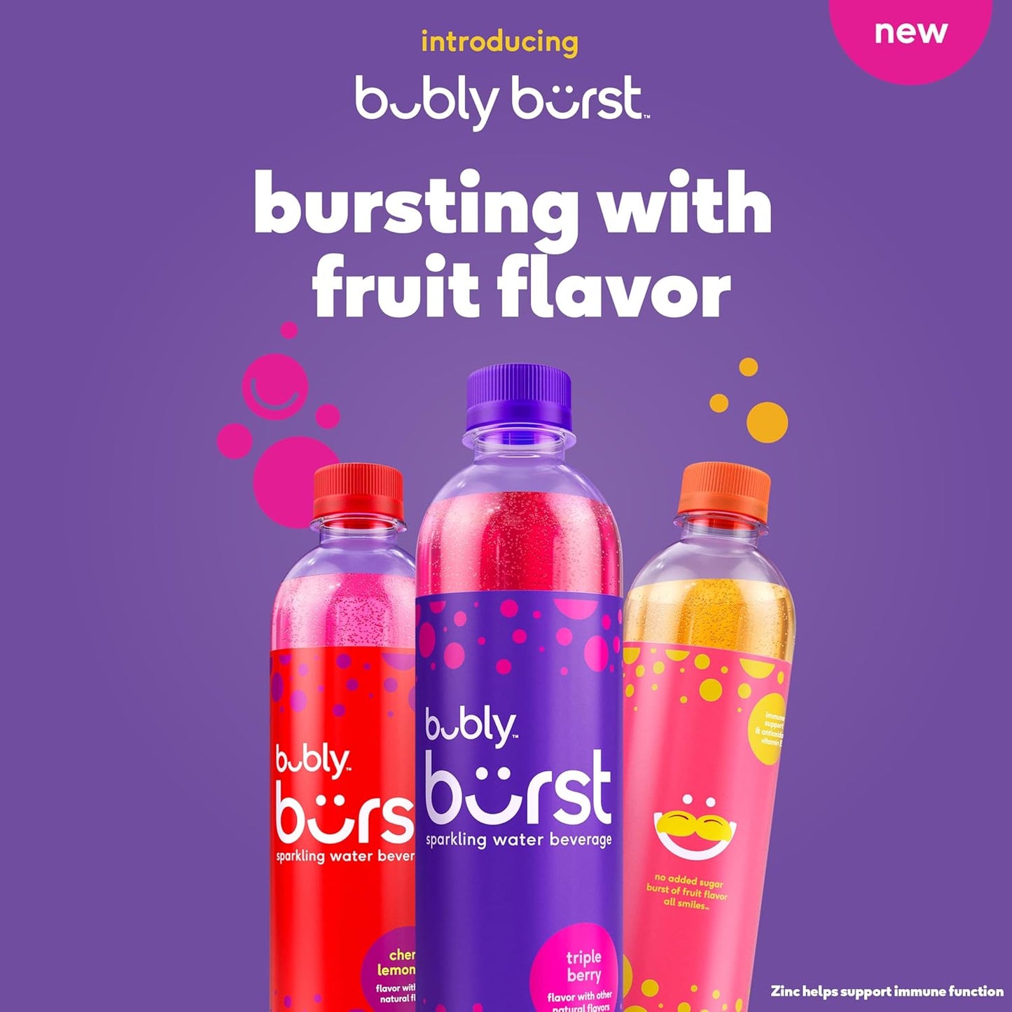 bubly burst, Tropical Punch, 16.9 FL Oz Bottles (Pack of 12)