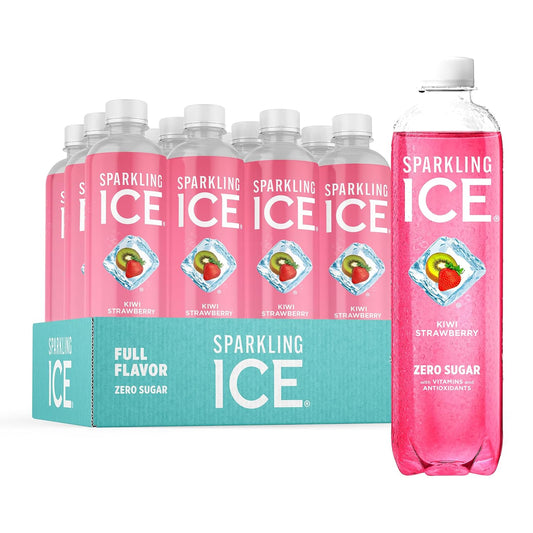 Sparkling Ice, Kiwi Strawberry Sparkling Water, Zero Sugar Flavored Water, with Antioxidants and Vitamins, Zero Sugar, 17 fl oz Bottles (Pack of 12)