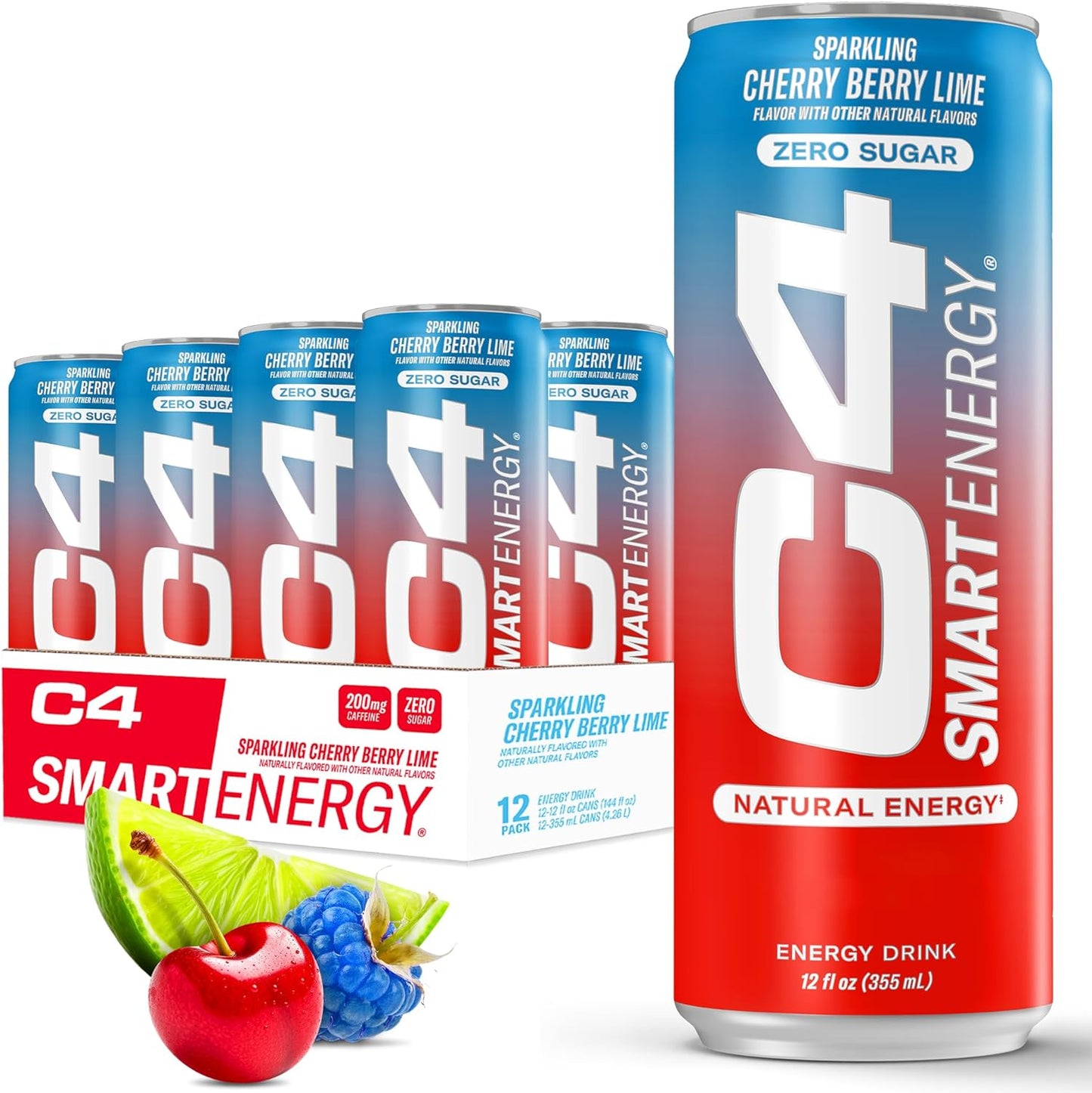 Cellucor C4 Performance Energy Drink | Cherry Berry Lime | 200mg Caffeine | 16 Fl Oz (12 Pack)