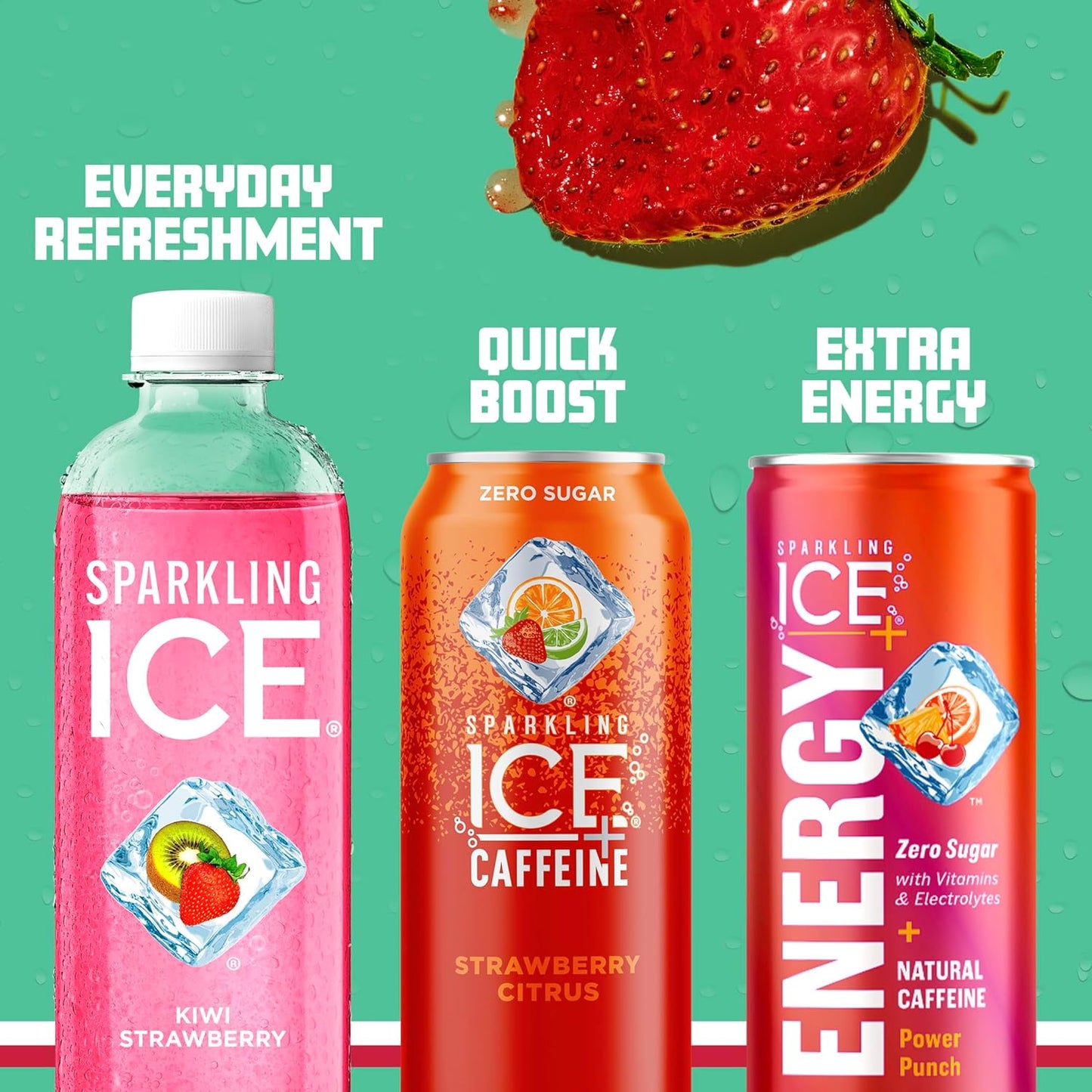 Sparkling Ice, Kiwi Strawberry Sparkling Water, Zero Sugar Flavored Water, with Antioxidants and Vitamins, Zero Sugar, 17 fl oz Bottles (Pack of 12)