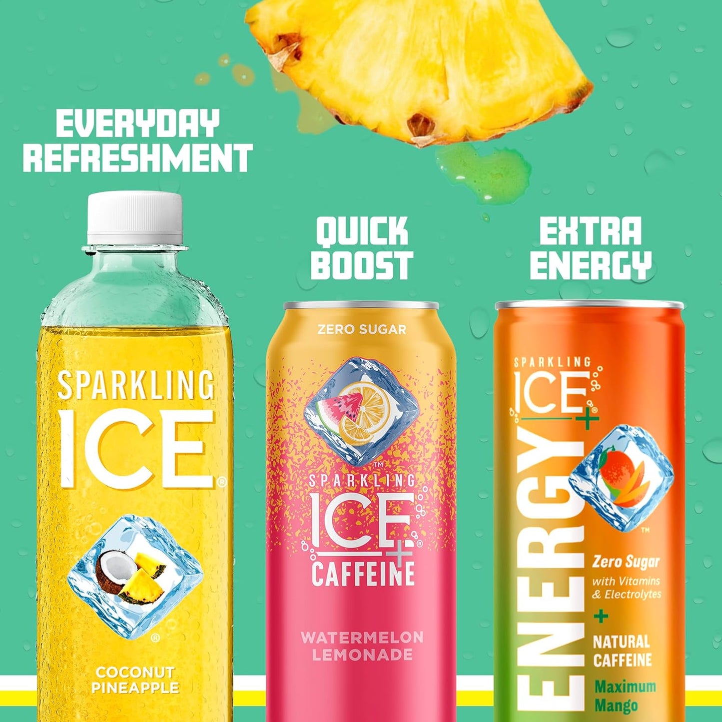 Sparkling Ice, Coconut Pineapple Sparkling Water, Zero Sugar Flavored Water, with Vitamins and Antioxidants, Low Calorie Beverage, 17 fl oz Bottles (Pack of 12)