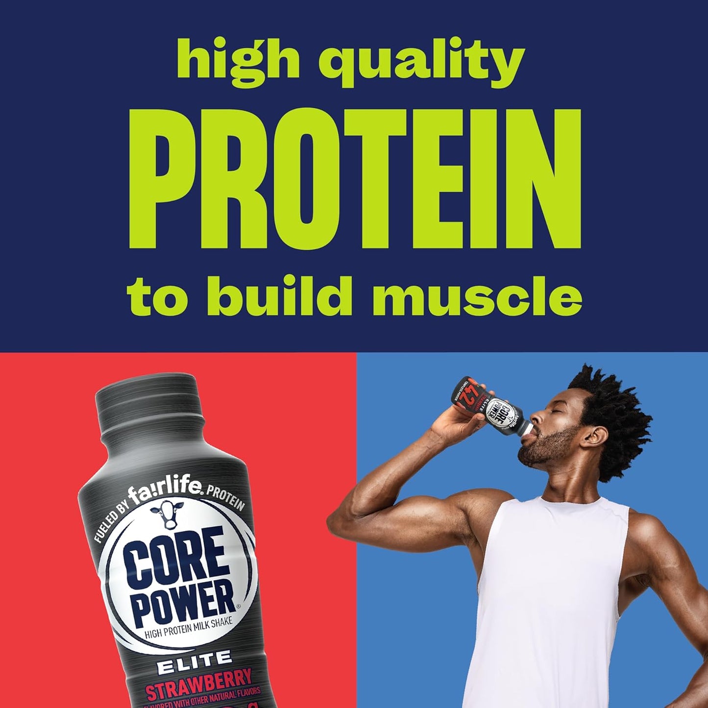 Core Power Elite High Protein Shake, Strawberry, 42g Bottle, 14oz, 12 Pack