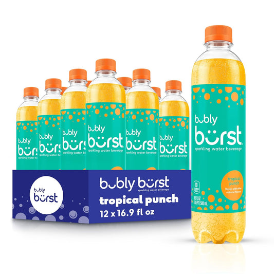 bubly burst, Tropical Punch, 16.9 FL Oz Bottles (Pack of 12)