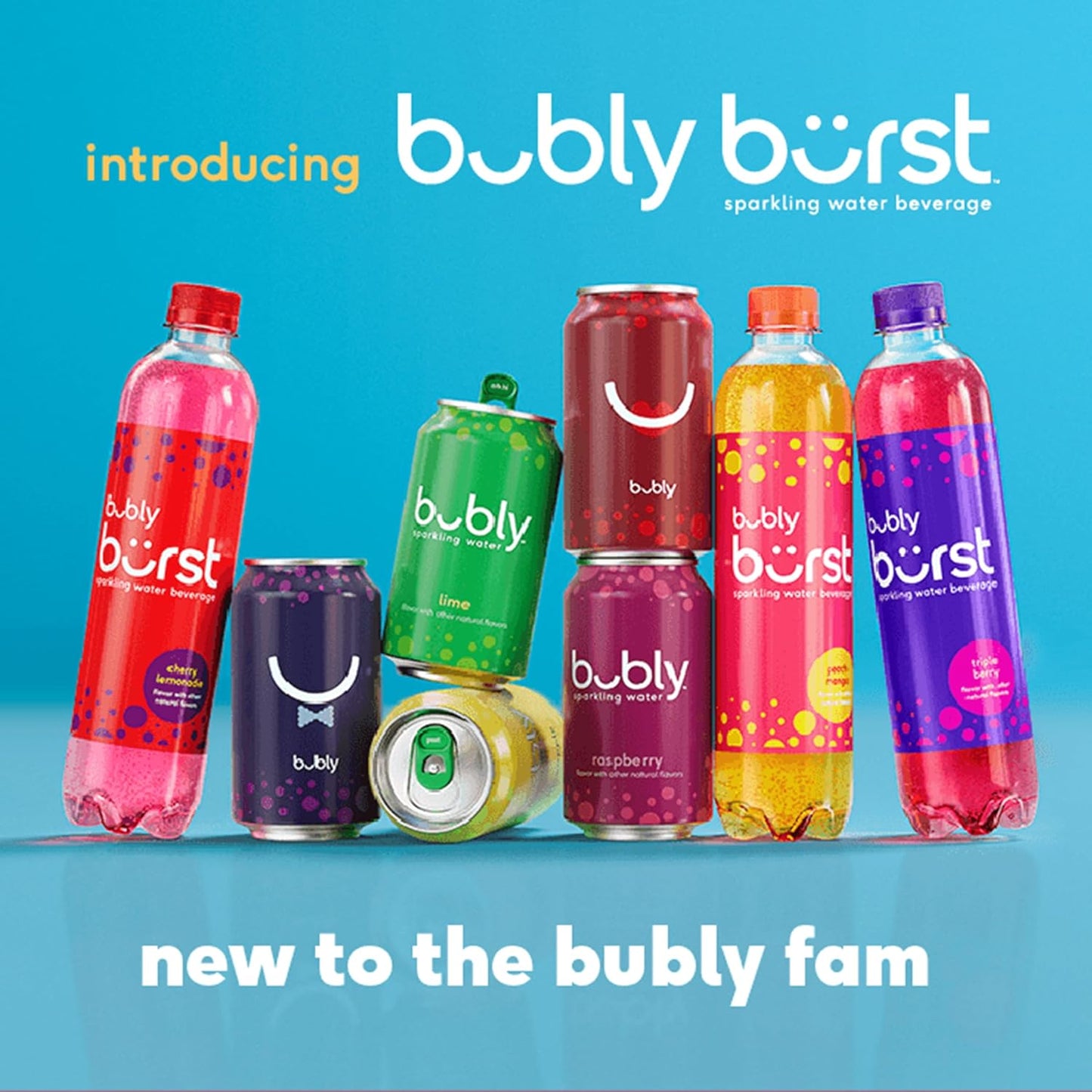 bubly burst, Tropical Punch, 16.9 FL Oz Bottles (Pack of 12)