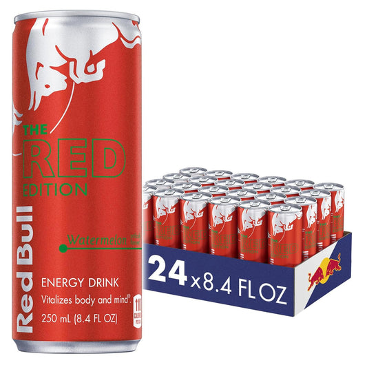 Red Bull Red Edition Watermelon Energy Drink, 8.4 Fl Oz Pack of 24 Cans