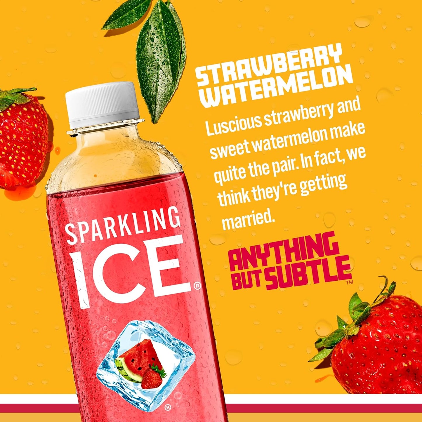 Sparkling Ice, Strawberry Watermelon Sparkling Water, Zero Sugar Flavored Water, with Vitamins and Antioxidants, Low Calorie Beverage, 17 fl oz Bottles (Pack of 12)