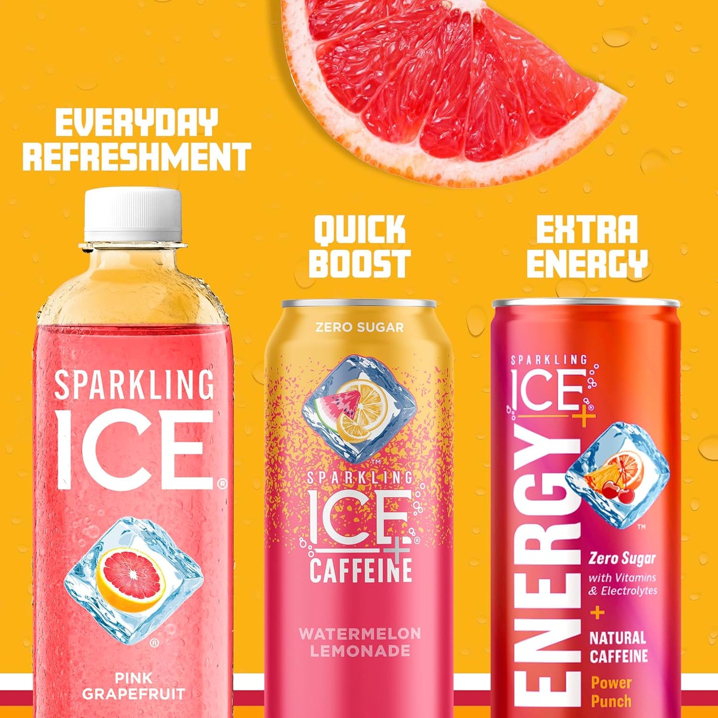 Sparkling Ice, Pink Grapefruit Sparkling Water, Zero Sugar Flavored Water, with Antioxidants and Vitamins, Zero Sugar, 17 fl oz Bottles (Pack of 12)