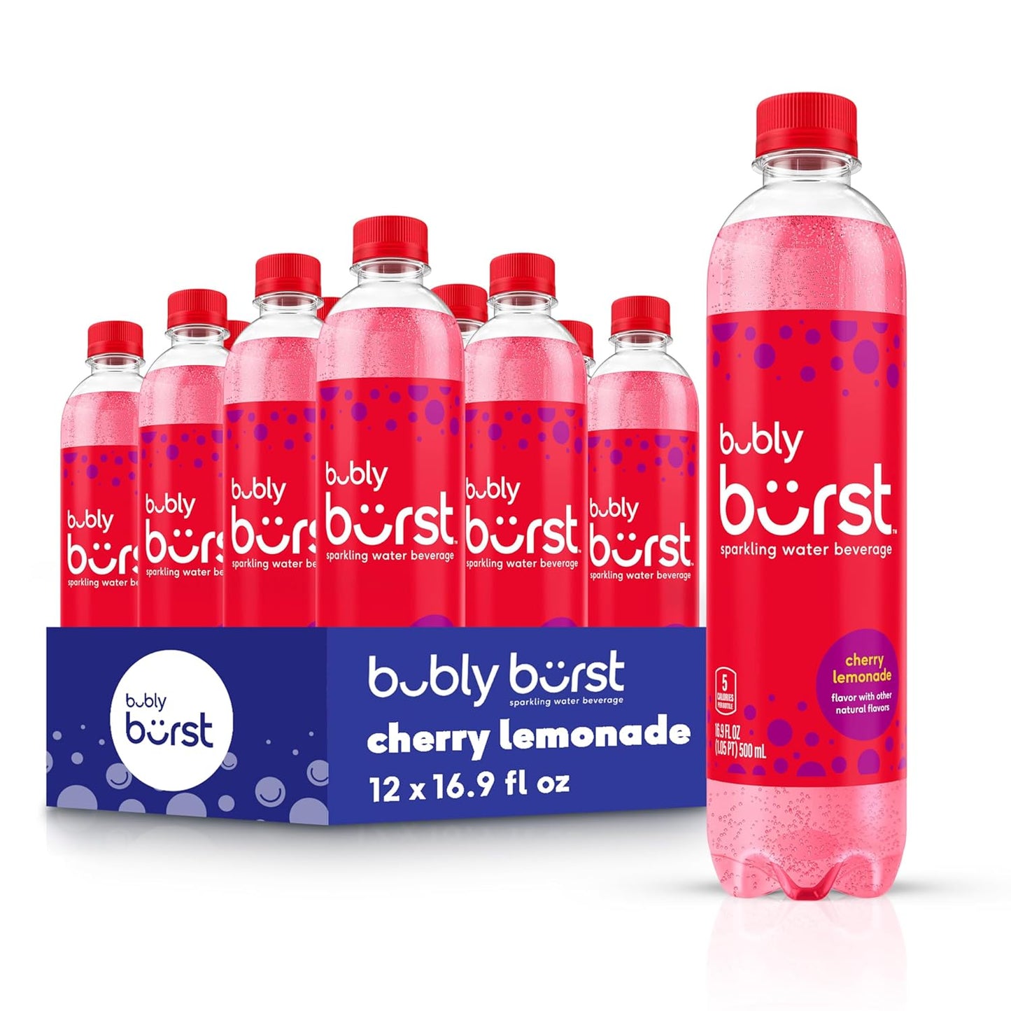 bubly burst, Cherry Lemonade, 16.9 FL Oz Bottles (Pack of 12)