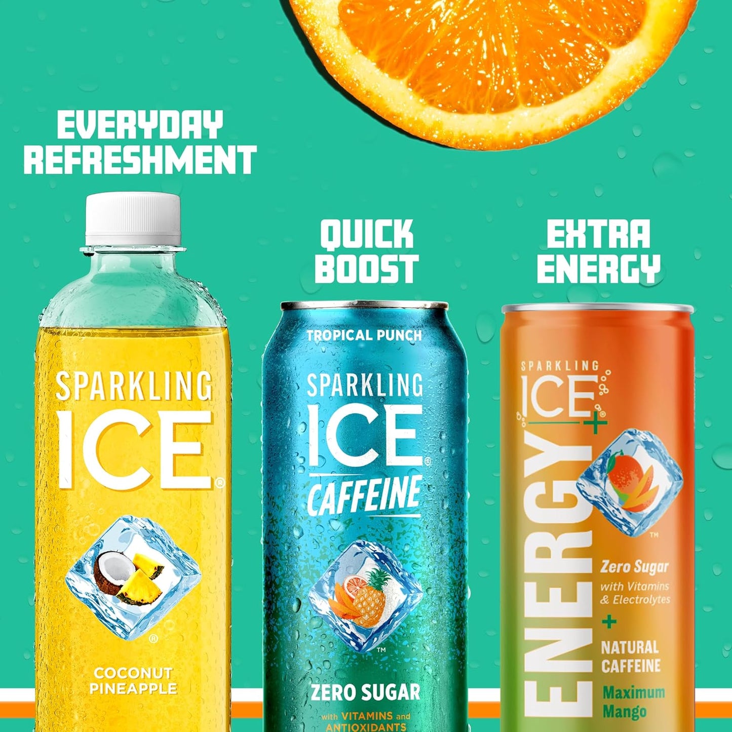 Sparkling Ice Caffeine Tropical Punch Sparkling Water with Caffeine, Zero Sugar, with Antioxidants and Vitamins,16 fl oz Cans (Pack Of 12)