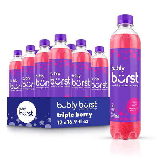 bubly burst Sparkling Water - Triple Berry - 12 Pack - 16.9 fl oz Bottles