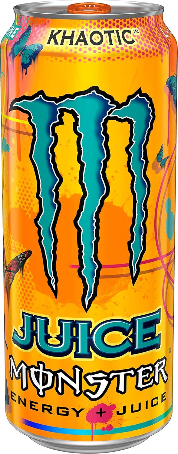 Monster Energy Juice Monster Khaotic Tropical Orange, Energy + Juice, Energy Drink, 16 Ounce (Pack of 24)