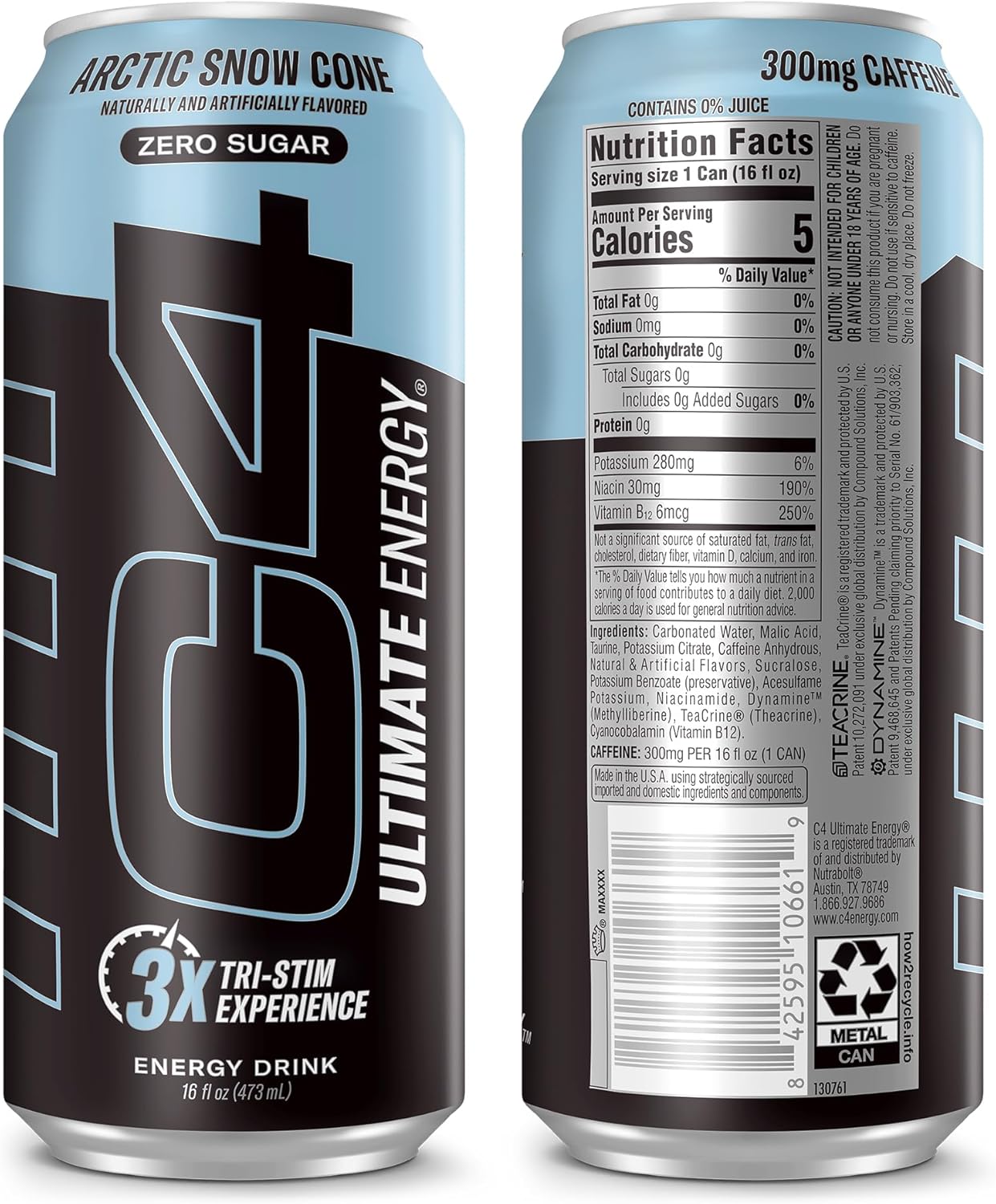 Cellucor C4 Performance Energy Drink |  Arctic Snow Cone | 16 Fl Oz (12 Pack)