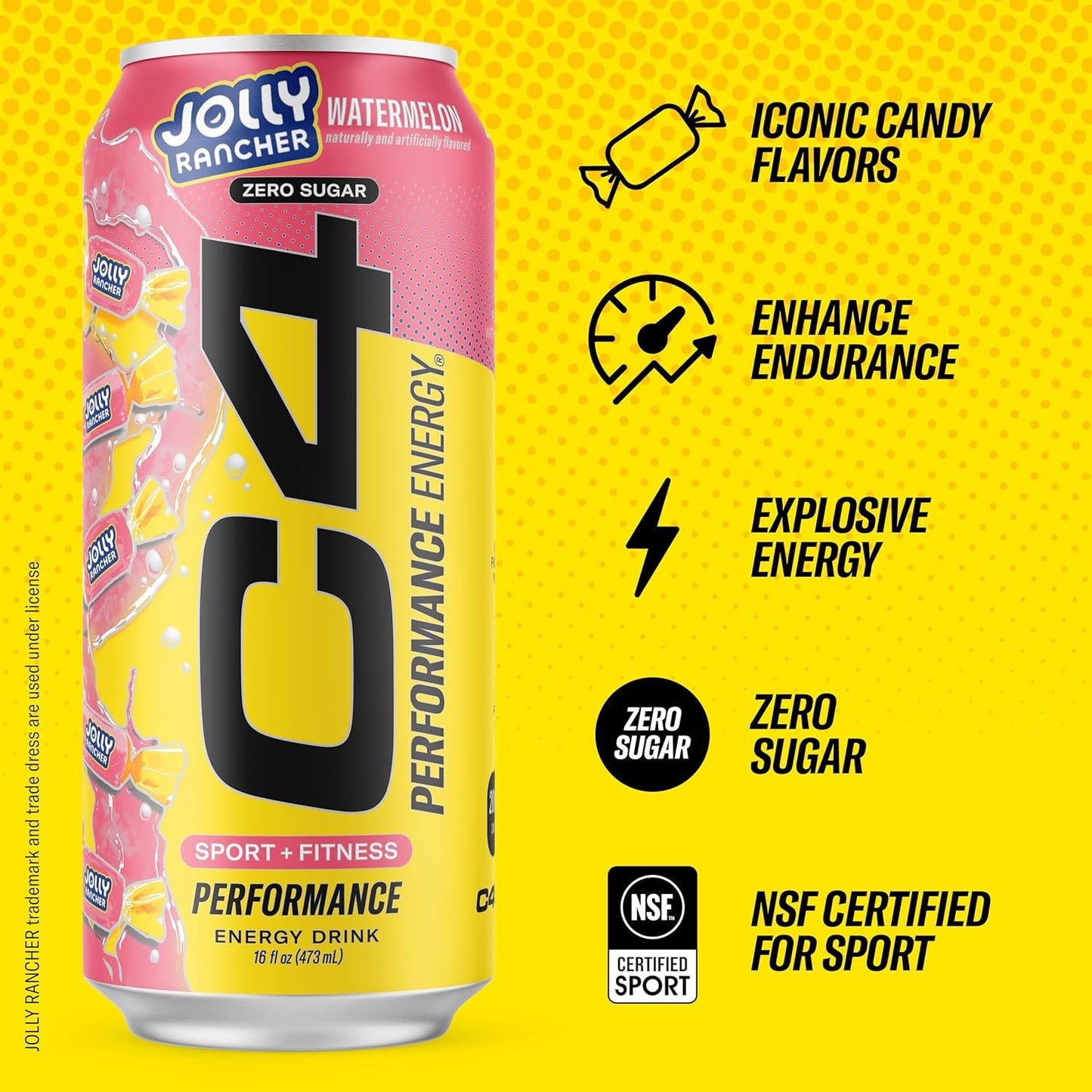 Cellucor C4 Performance Energy Drink | JOLLY RANCHER Watermelon | Preworkout | 16 Fl Oz (12 Pack)