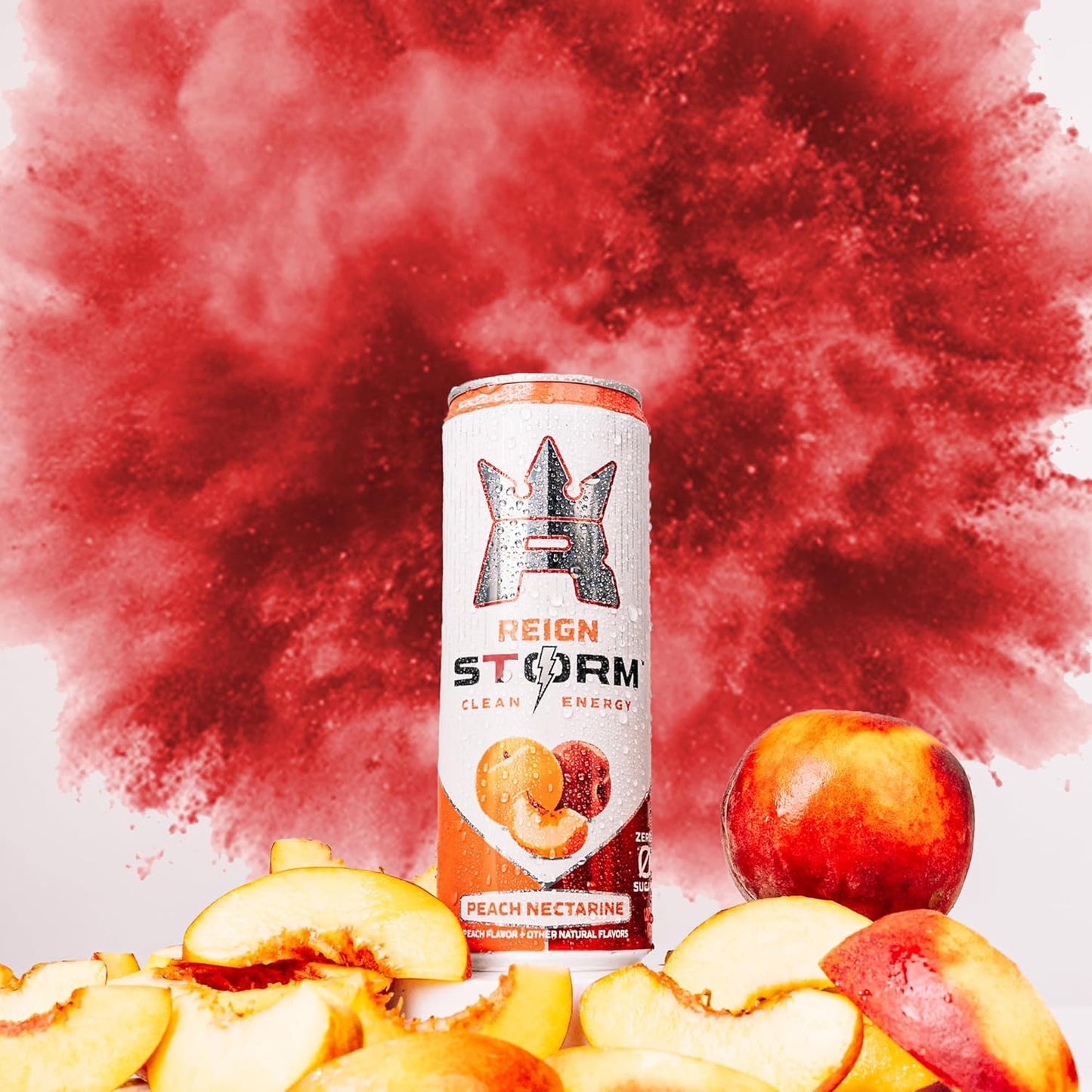 REIGN Storm, Peach Nectarine, Fitness & Wellness Energy Drink, 12 Fl Oz (Pack of 12)