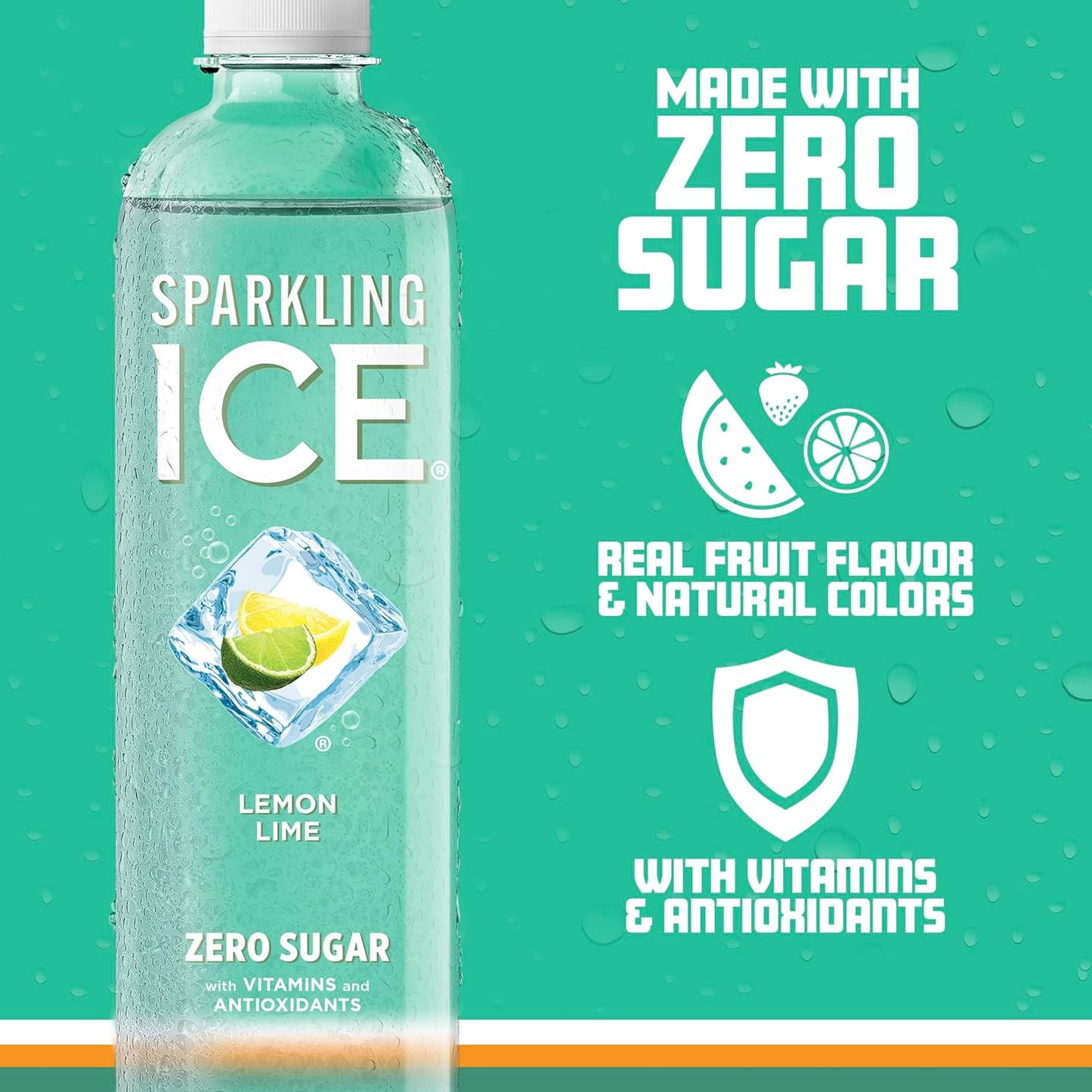 Sparkling Ice, Lemon Lime Sparkling Water, Zero Sugar Flavored Water, with Vitamins and Antioxidants, Low Calorie Beverage, 17 Fl Oz (Pack of 12)