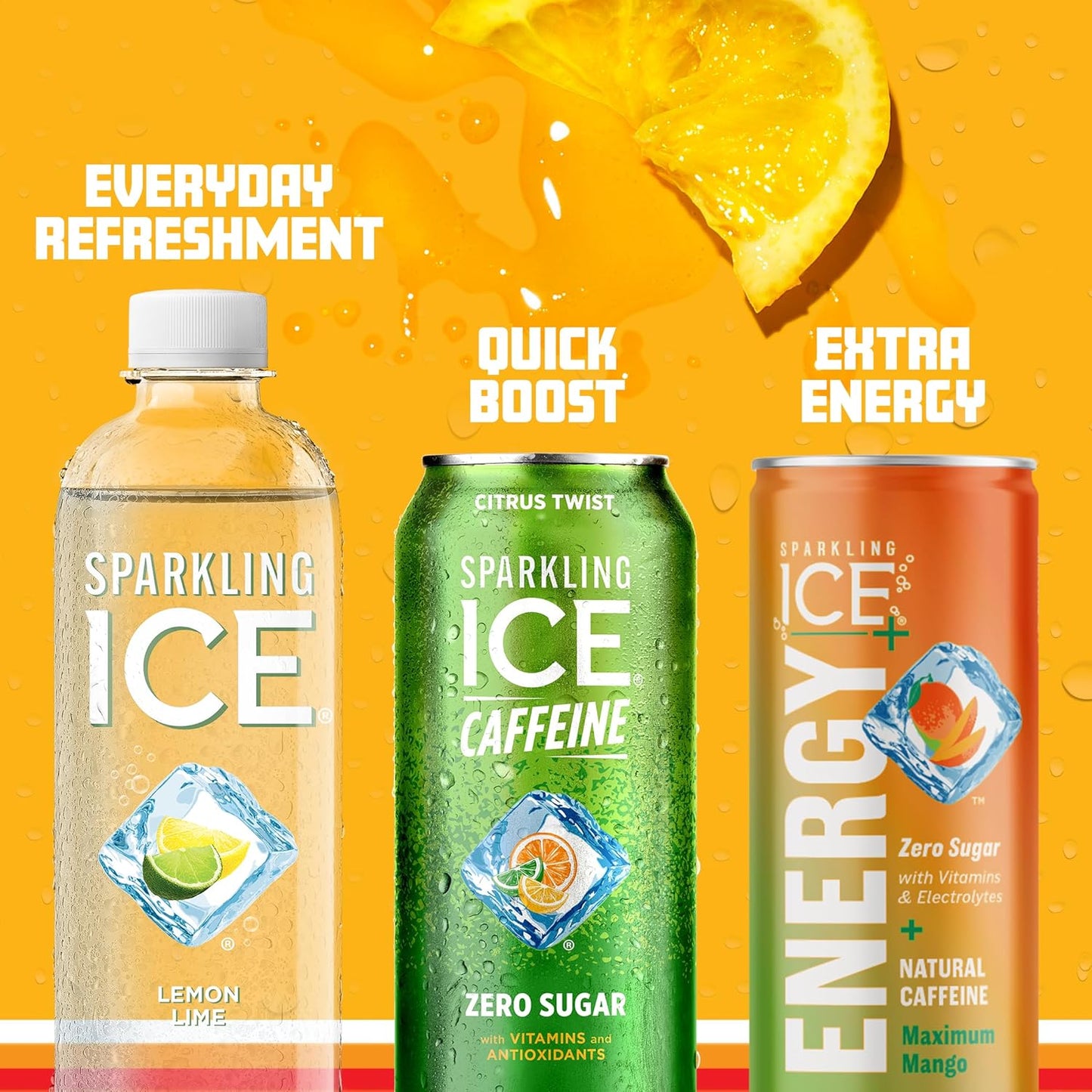 Sparkling Ice Caffeine Citrus Twist Sparkling Water with Caffeine, Zero Sugar, with Antioxidants and Vitamins,16 fl oz Cans (Pack Of 12)