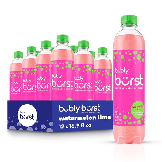 bubly burst, Watermelon Lime, 16.9 FL Oz Bottles (Pack of 12)