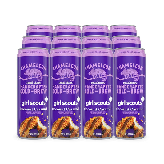 Chameleon Cold Brew Coffee Latte, Girl Scout Coconut Caramel, 8 oz Canned Coffee (12 pack)