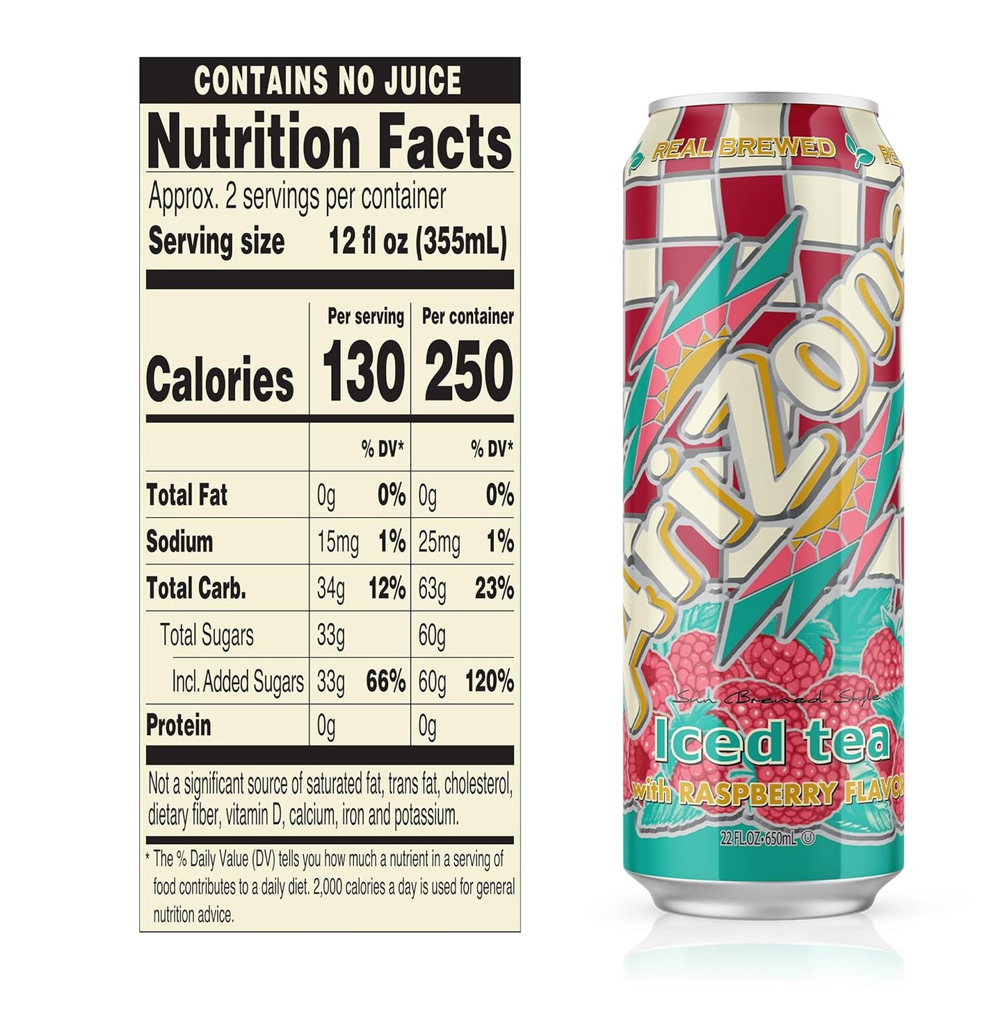 AriZona Raspberry Tea - Big Can, 22 Fl Oz (Pack of 12)