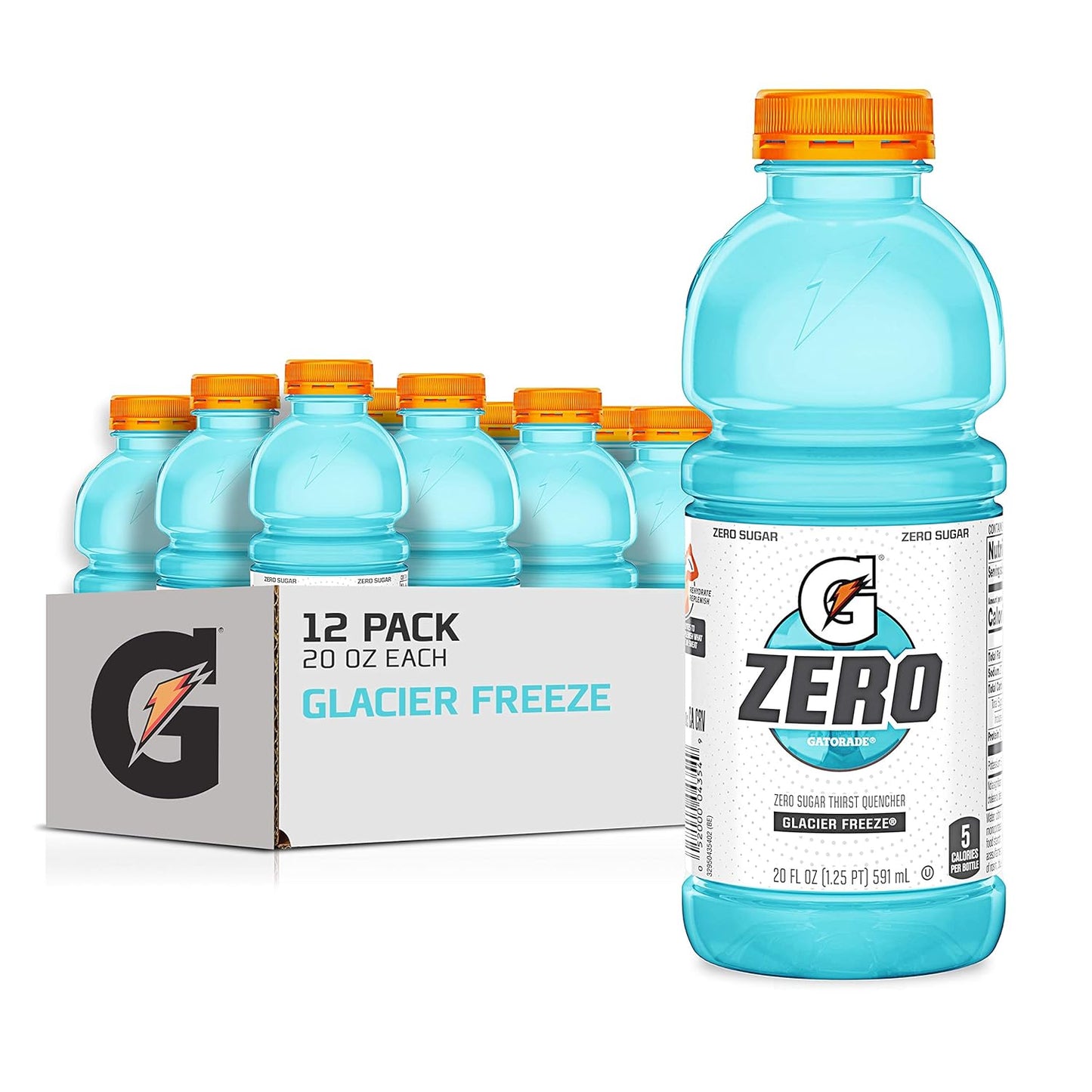 Gatorade G Zero Thirst Quencher, Glacier Freeze, 20 fl oz (12 Count)