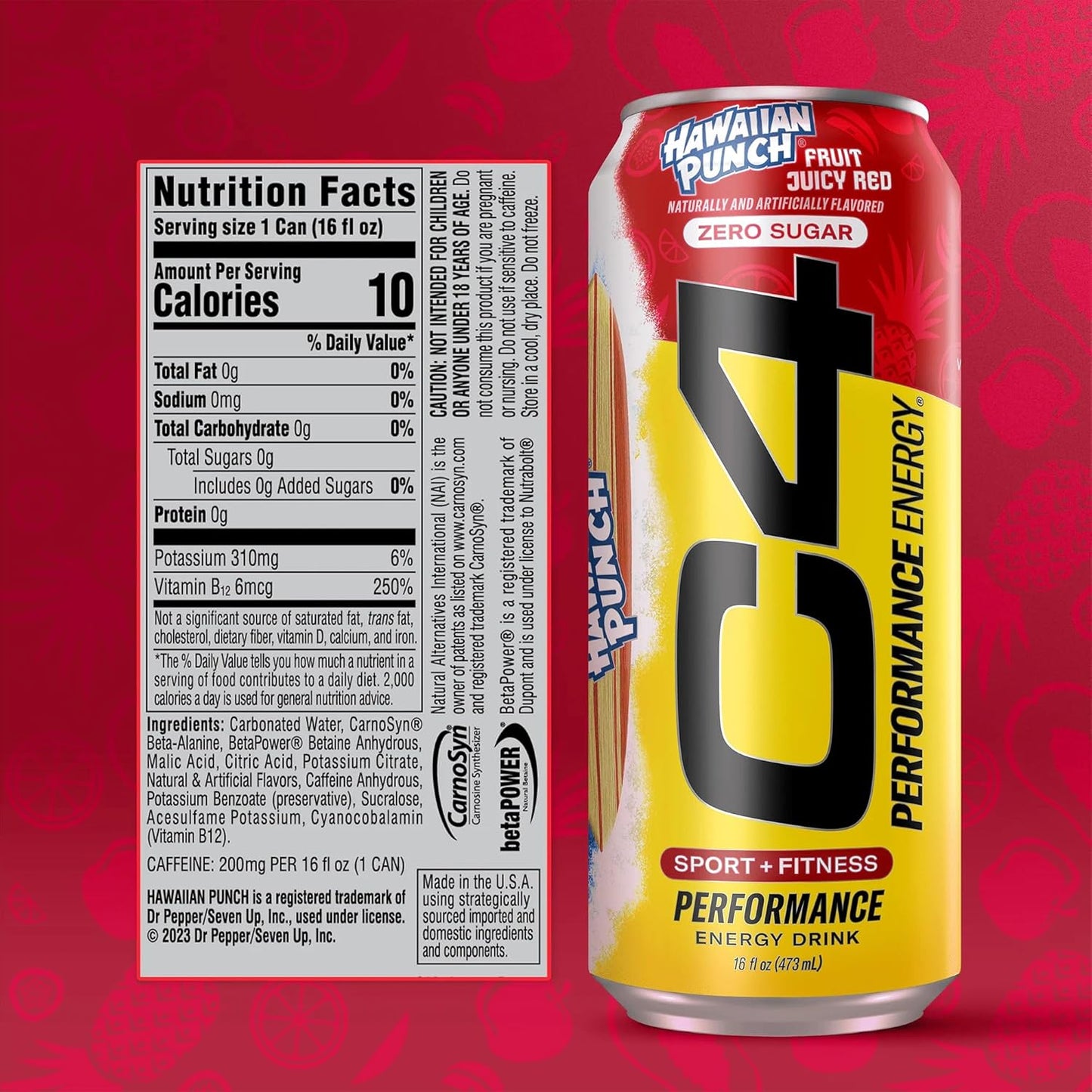 Cellucor C4 Performance Energy Drink | HAWAIIAN PUNCH | Preworkout | 16 Fl Oz (12 Pack)