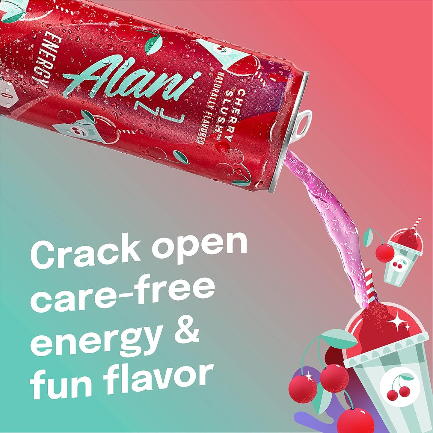 Alani Nu Cherry Slush Ice Sugar Free Energy Drink Pack of 12 | 12 Oz Cans